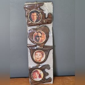 Vintage 1980 Wooden Photo Frame Set with Brown Finish